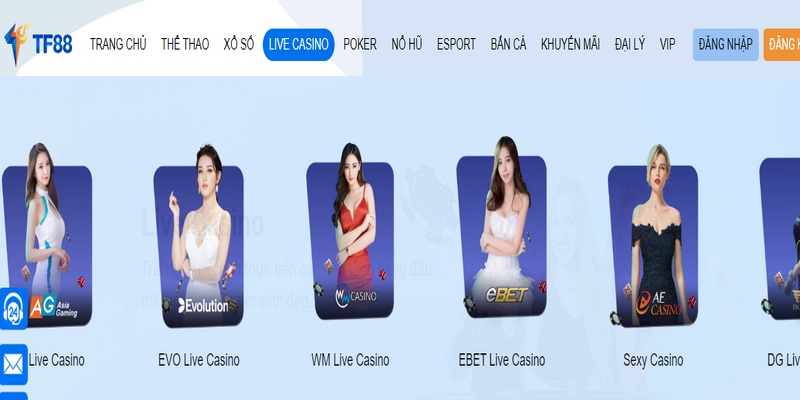 Casino TF88 nổi bật với việc cung cấp một loạt các sảnh chơi phong phú