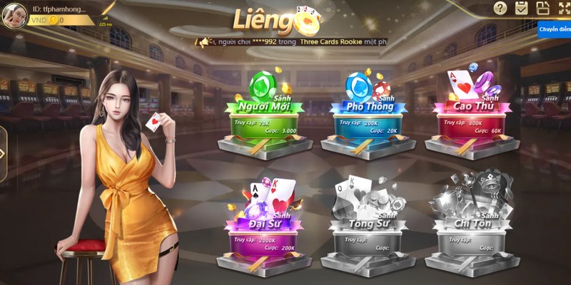 Liêng là một trò chơi bài phổ biến trong danh mục game bài tại nhà cái TF88